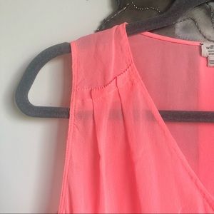 WILFRED 100% Silk bright neon coral silk blouse XXS